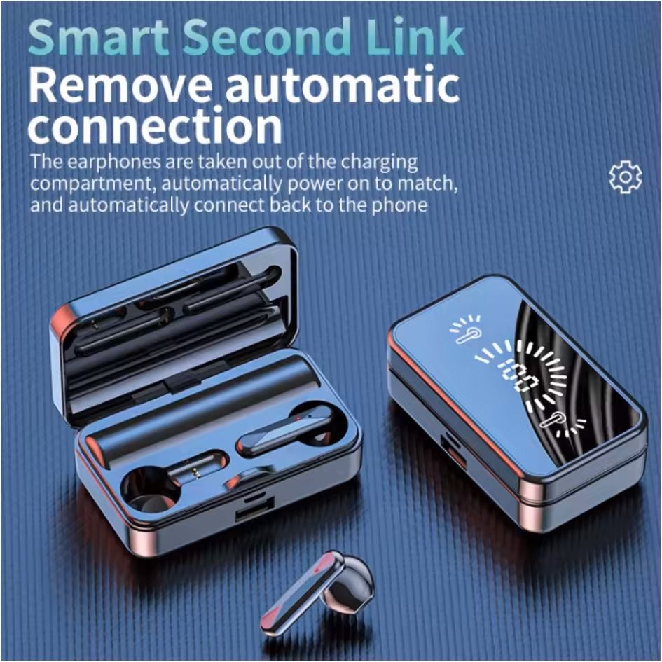 Bluetooth 5.1 TWS Earbuds 9D Afrobeat Bass Dual Pairing Triple LED Display Bluetooth Earphones CVC8.0 Call Noise Reduction IPX7 Waterproof Charging Case for Kenya Blackout Emergencies