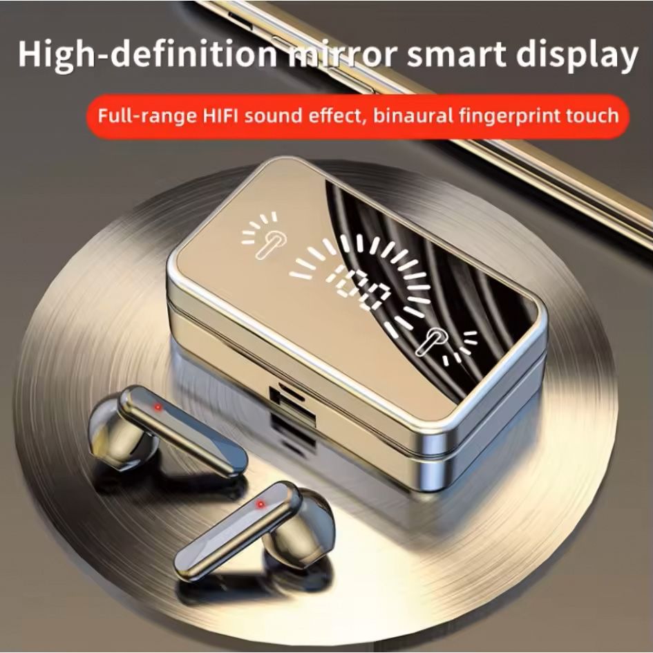 Bluetooth 5.1 TWS Earbuds 9D Afrobeat Bass Dual Pairing Triple LED Display Bluetooth Earphones CVC8.0 Call Noise Reduction IPX7 Waterproof Charging Case for Kenya Blackout Emergencies