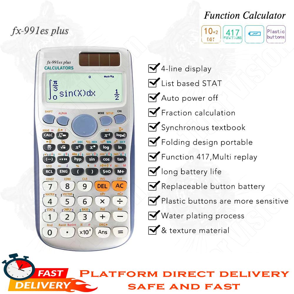 417 Functions Scientific Calculator 12-Digit LCD Display With Erasable Writing Tablet Professional Portable Foldable Calculator For Home School Meeting And Study