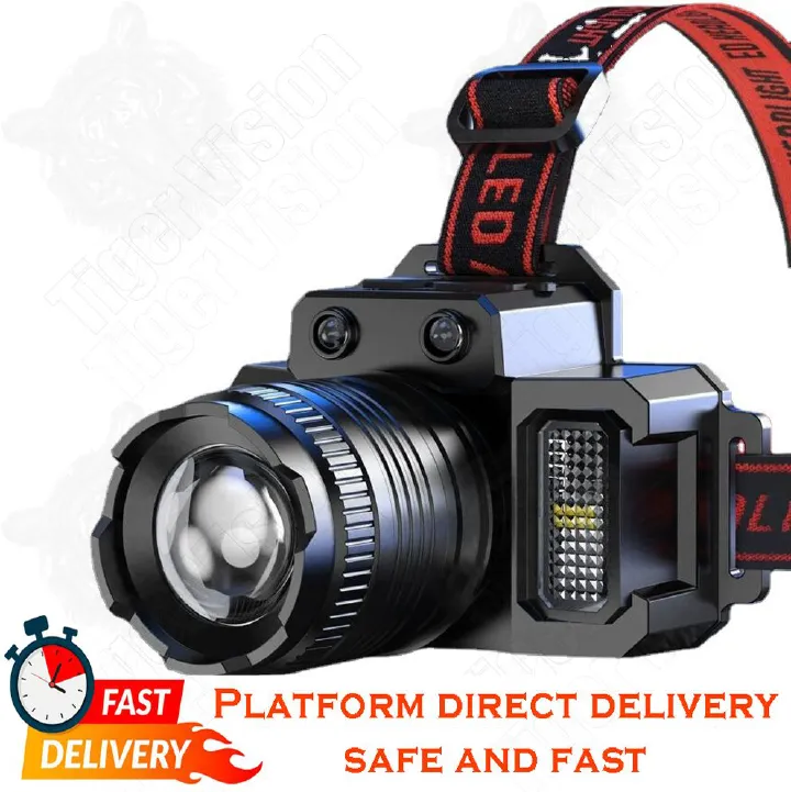 800LM Flashlight Smart Headlamp with Power Bank & Motion Sensor Hands Free Zoomable Headlight for Outdoor Work Camping Emergency IPX6 Waterproof 5 Modes 360° Adjustable Torch