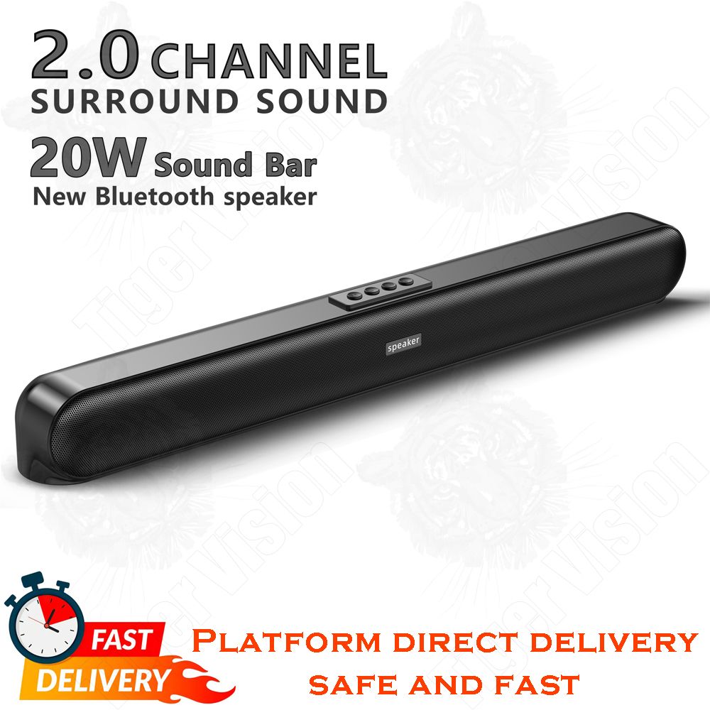 20W Soundbar Bluetooth Speaker Shock Xbass Woofer Surround Stereo Portable Speakers Waterproof Plug-in Card Trumpet Bass Outdoor Subwoofer Speaker