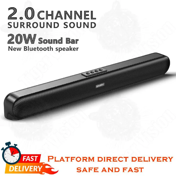 20W Soundbar Bluetooth Speaker Shock Xbass Woofer Surround Stereo Portable Speakers Waterproof Plug-in Card Trumpet Bass Outdoor Subwoofer Speaker