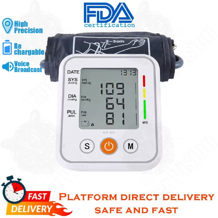 FDA Certification Blood Pressure Monitor Medically Accurate Upper Arm Cuff Rechargable Digital Health Monitors Voice Broadcast Health Care Medical Equipment