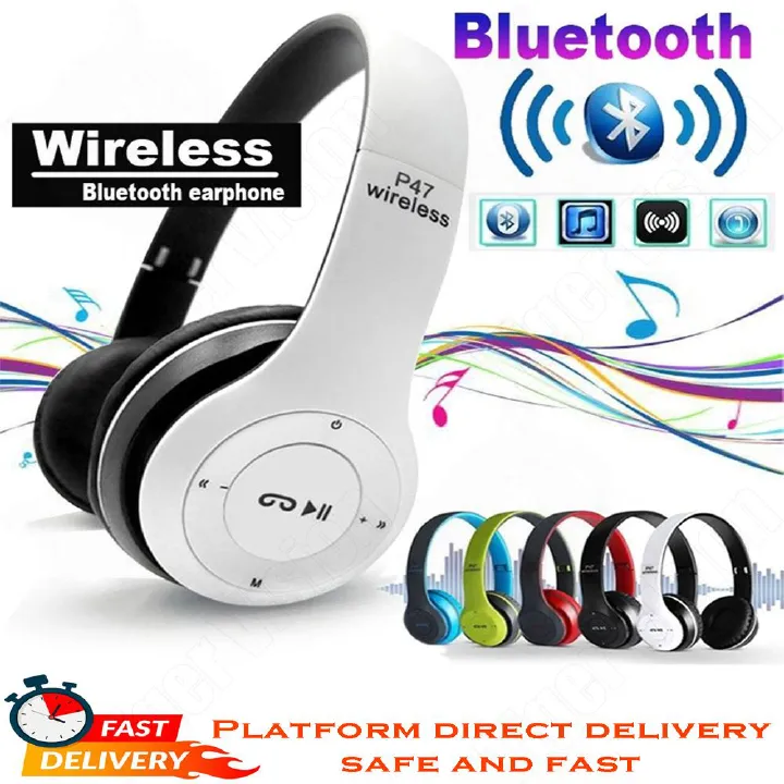 P47 Pro Wireless Headphones Foldable Protein Leather Ear Cushion with 32G TF Card Slot 3H Playback 184g Lightweight Design Bluetooth Headphones for Africa Travel/Offline Music