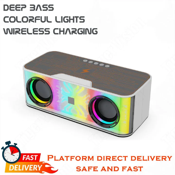 2025 Bluetooth Speaker Trumpet Bass 15W Wireless Phone Charger RGB Light for Bible Nights 5H Playtime Type-C Fast Charge Deep Bass Music for Outdoor/Camping/Travel 50 Families Verified