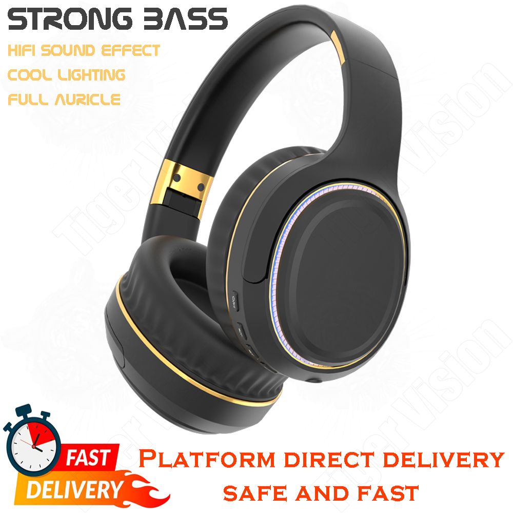 Bluetooth Headphone Deep Bass Wireless Headphones Foldable Woofer True Wireless Headset with Mic Support TF Aux