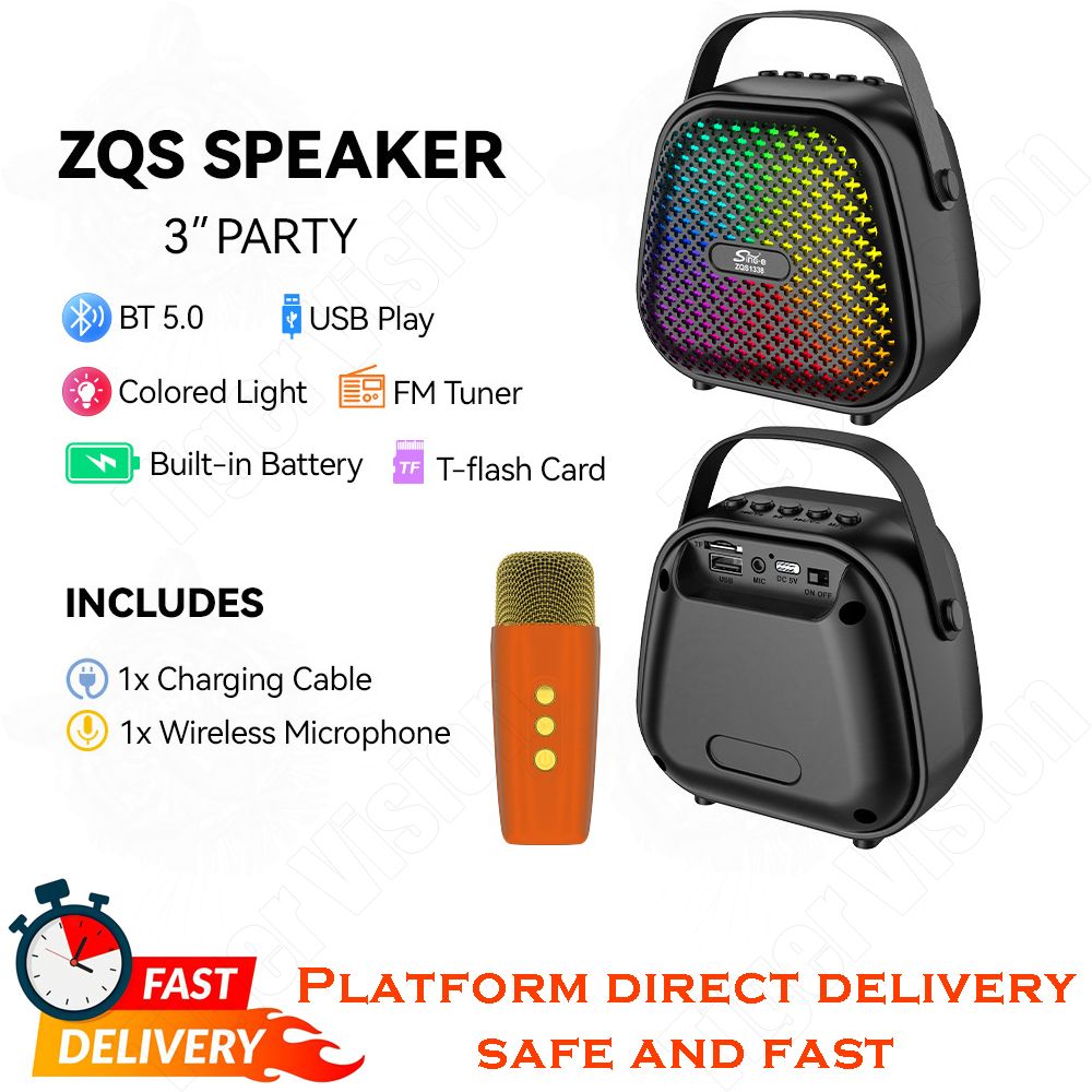 Bluetooth Speaker Double Bass Boost Wireless Bluetooth Speakers with RGB Light Show Deep Bass RGB Lights  4 Modes Portable Home Theater Speaker 5H Playtime with Wireless Mic IPX5 Waterproof