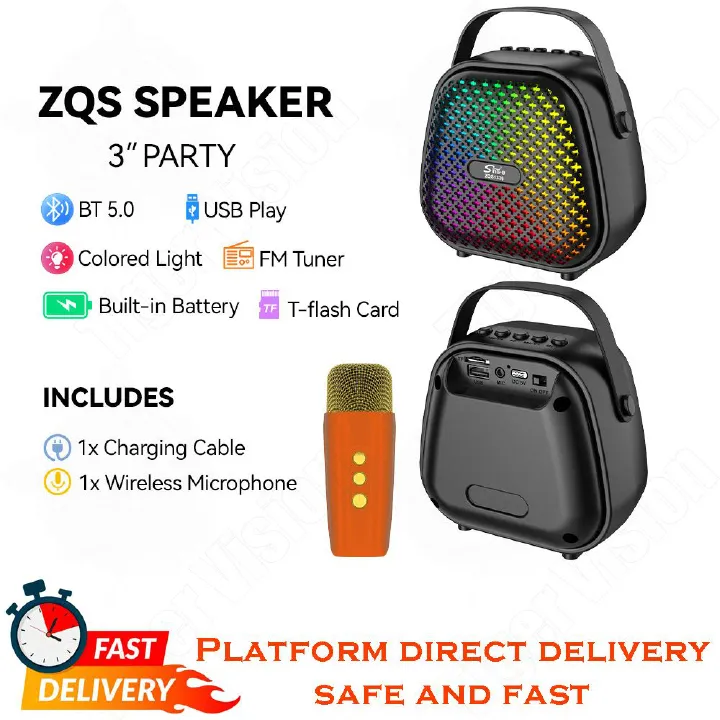 Bluetooth Speaker Double Bass Boost Wireless Bluetooth Speakers with RGB Light Show Deep Bass RGB Lights  4 Modes Portable Home Theater Speaker 5H Playtime with Wireless Mic IPX5 Waterproof