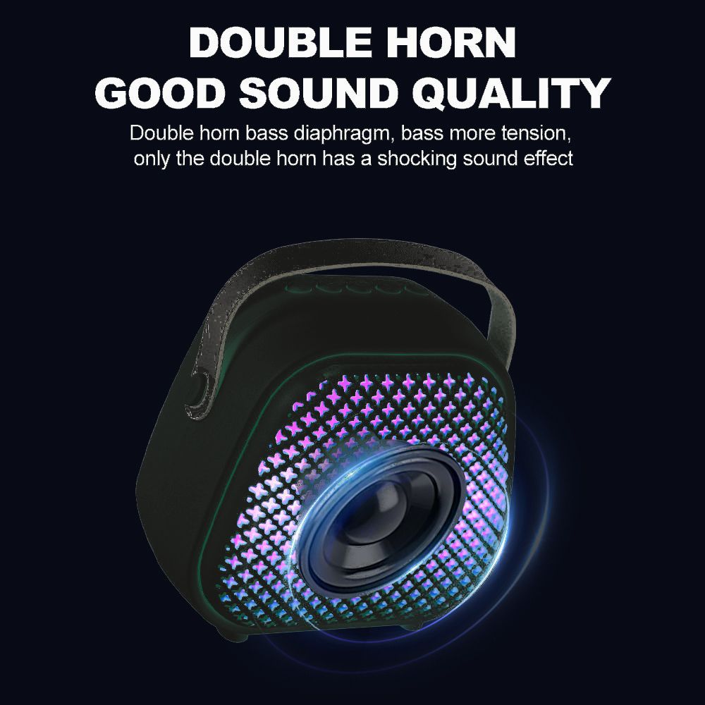 Bluetooth Speaker Double Bass Boost Wireless Bluetooth Speakers with RGB Light Show Deep Bass RGB Lights  4 Modes Portable Home Theater Speaker 5H Playtime with Wireless Mic IPX5 Waterproof