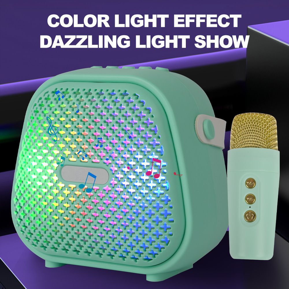 Bluetooth Speaker Double Bass Boost Wireless Bluetooth Speakers with RGB Light Show Deep Bass RGB Lights  4 Modes Portable Home Theater Speaker 5H Playtime with Wireless Mic IPX5 Waterproof
