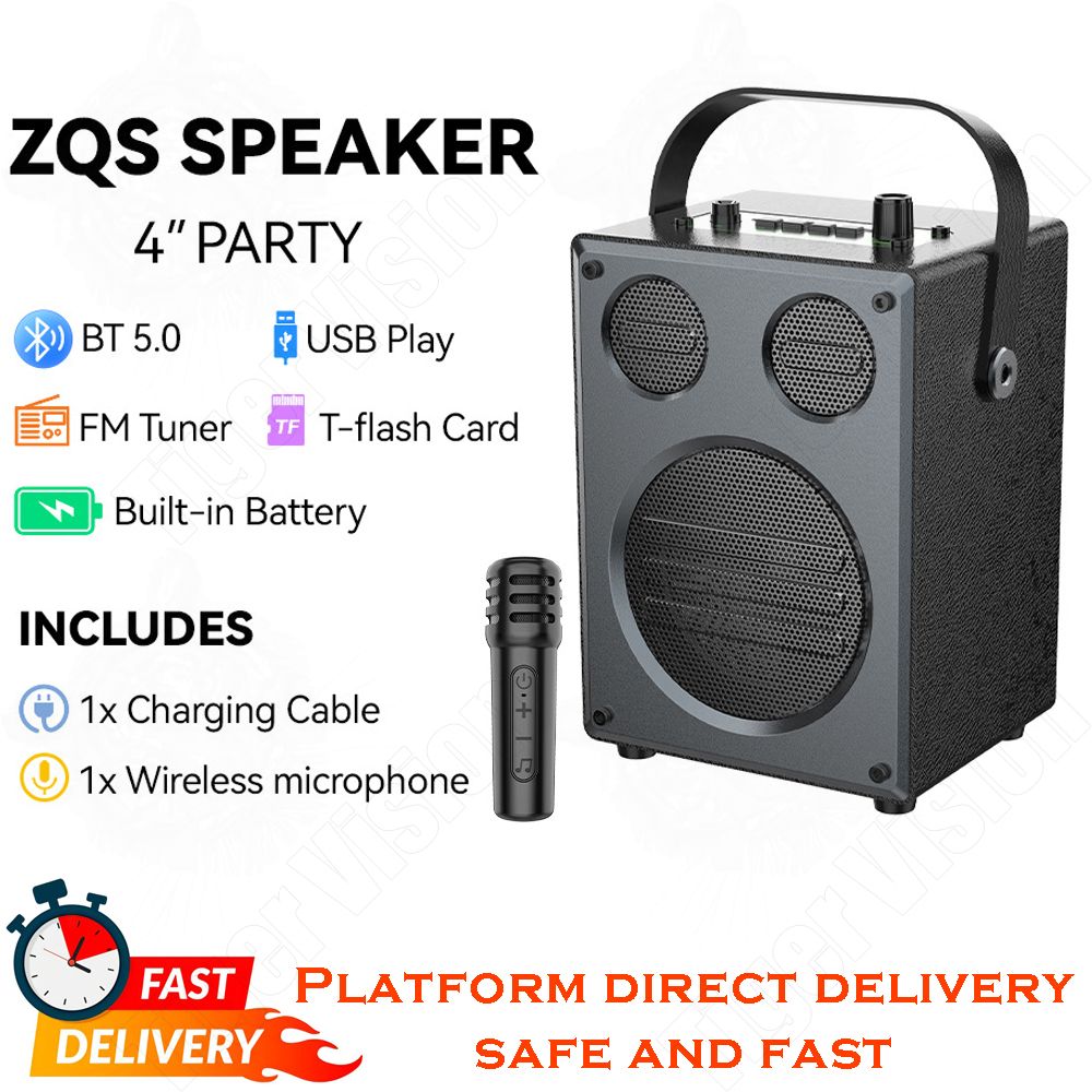 30W Bluetooth Speaker with Anti-Noise Wireless Mic 4" Deep Bass & TWS Stereo Karaoke/FM Radio/TF Play All-in-One Portable Party System PMPO 8000W Trumpet Bass for Kenya Parties/Outdoor/Home