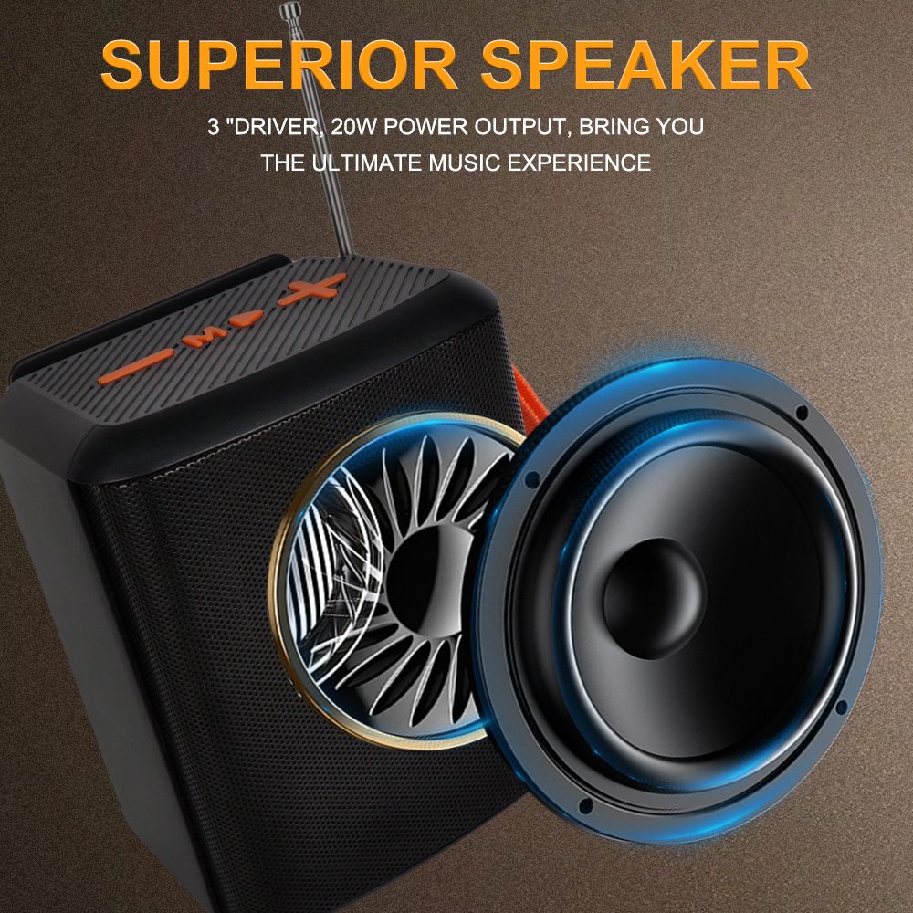 Solar Bluetooth Speaker 5.3 20W Portable Loud Wireless Speaker with TF/USB/FM TWS Stereo Sound Portable Rechargeable Outdoor Speaker Trumpet Bass for Home/Party/Camping