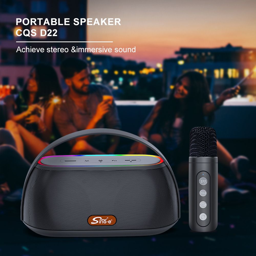 15W Bluetooth Speaker with Wireless Mic RGB Party Lights 2500mAh Portable Speaker Deep Bass TWS Pairing Bluetooth 5.4 Ideal for Outdoor/Home Use in Kenya