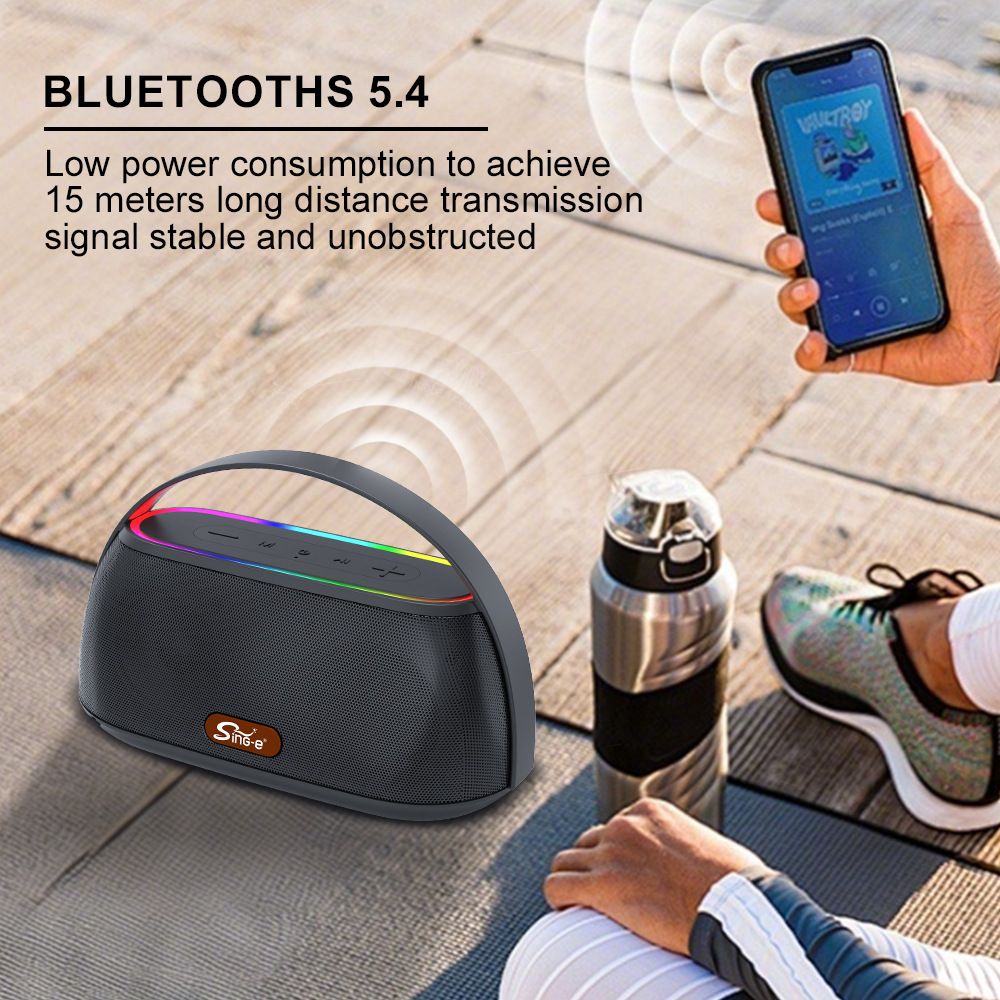 15W Bluetooth Speaker with Wireless Mic RGB Party Lights 2500mAh Portable Speaker Deep Bass TWS Pairing Bluetooth 5.4 Ideal for Outdoor/Home Use in Kenya