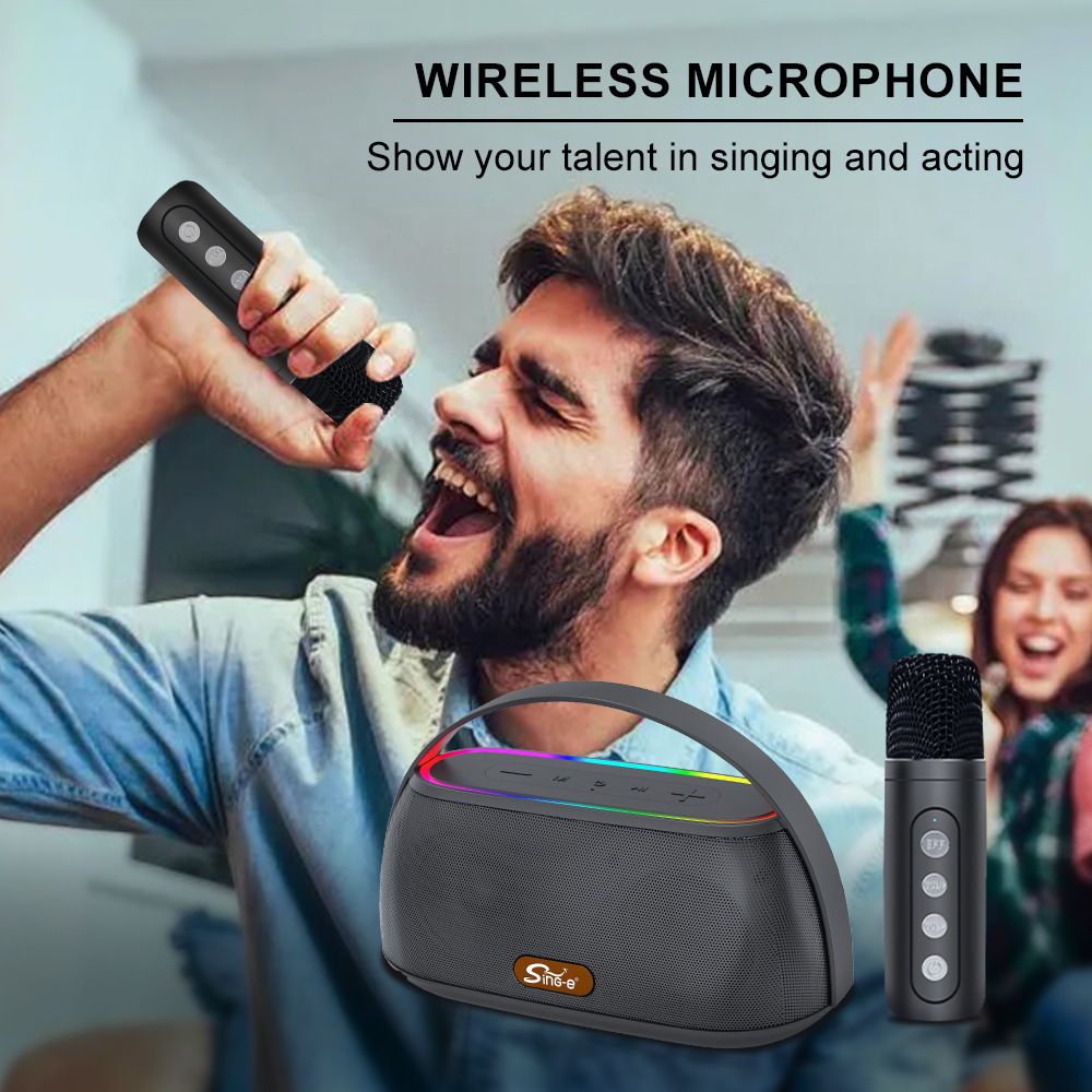 15W Bluetooth Speaker with Wireless Mic RGB Party Lights 2500mAh Portable Speaker Deep Bass TWS Pairing Bluetooth 5.4 Ideal for Outdoor/Home Use in Kenya