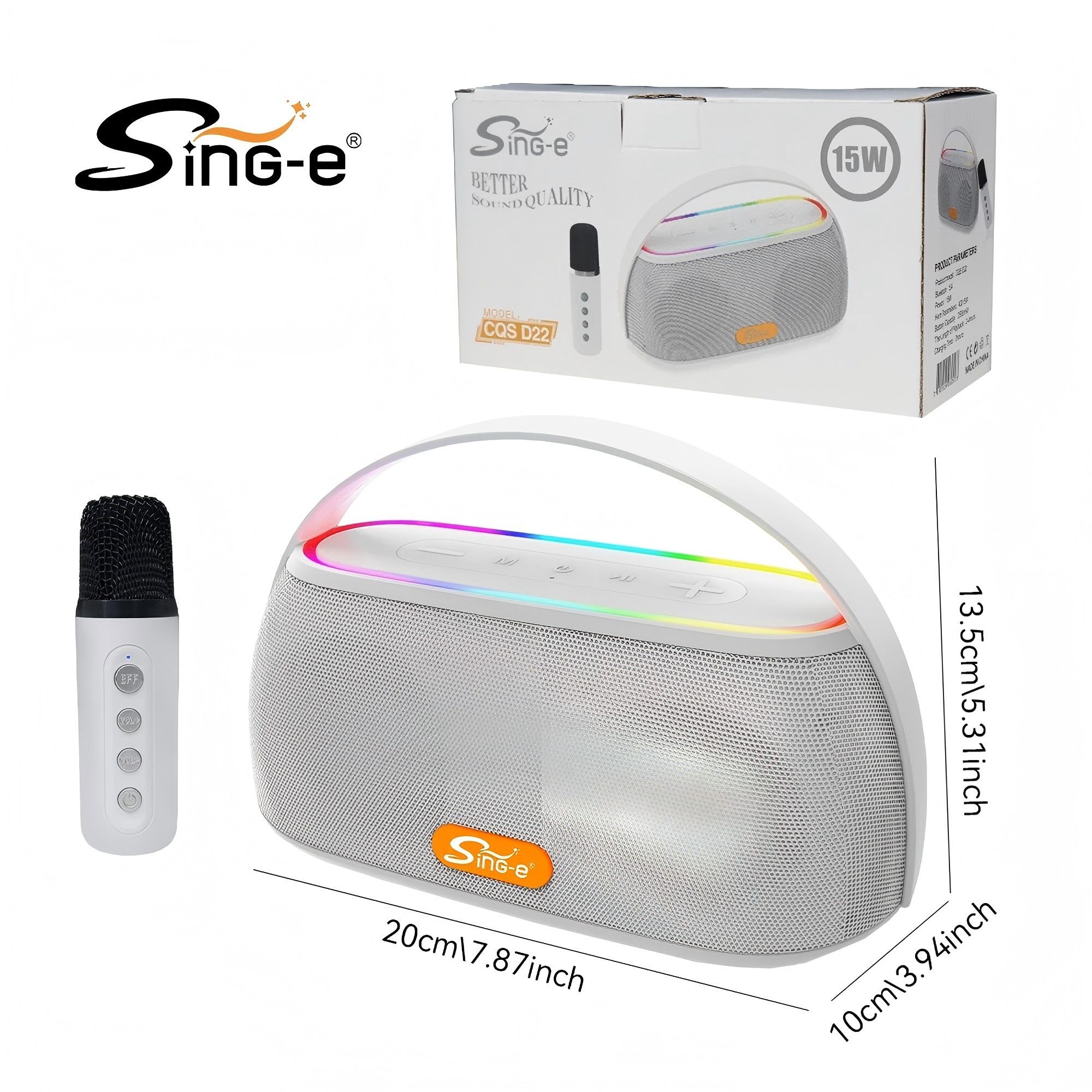 15W Bluetooth Speaker with Wireless Mic RGB Party Lights 2500mAh Portable Speaker Deep Bass TWS Pairing Bluetooth 5.4 Ideal for Outdoor/Home Use in Kenya