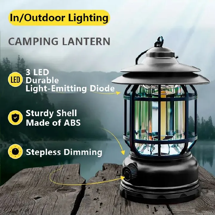 USB Recharge LED Light Retro Lamp Portable Camping Indoor Outdoor Lighting Emergency Lighting Outdoor Waterproof Lighting Garden Street Path Lawn Lamp
