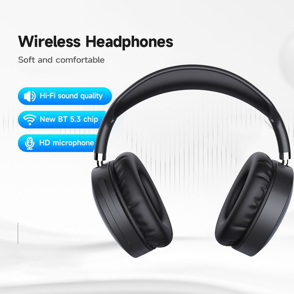 Bluetooth Headphone Overhead Wireless Sports Earphones Deep Bass Hi-Res Passive Noise Reduction 360H Standby Independent Microphone Triple-Mode Connectivity AUX Protein Ear Cushions & Foldable Design