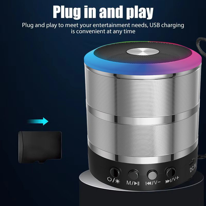 Bluetooth Speakers Wireless Portable Speaker Subwoofer Breathing LED Light Portable Outdoor Loundspeaker TF/AUX Dimmable Display