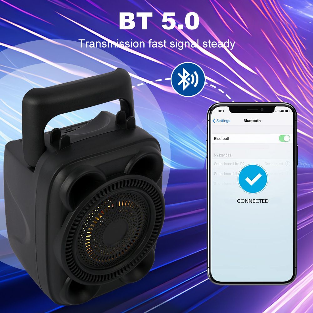 Bluetooth Speaker Woofer Surround Stereo Portable Trumpet Bass RGB Lights High-Power Ball Subwoofer Computer Speaker Plug-in Card Subwoofer