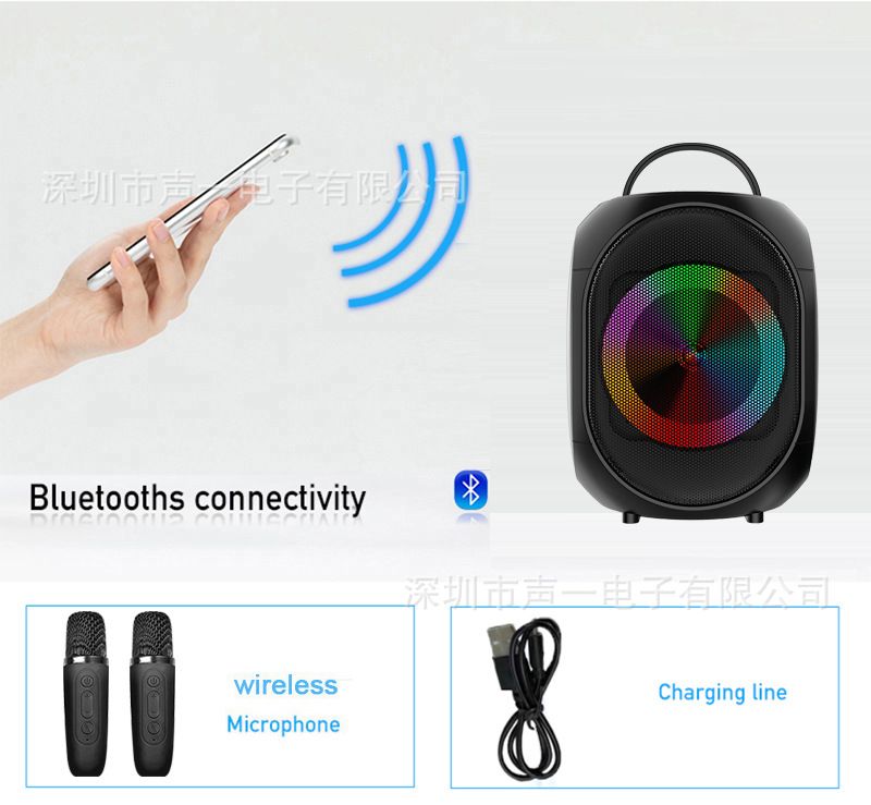 Bluetooth Speaker Trumpet Bass RGB Light for Bible Nights 5H Playtime Type-C Fast Charge Deep Bass Music with two built-in microphones for Outdoor/Camping/Travel 50 Families Verified