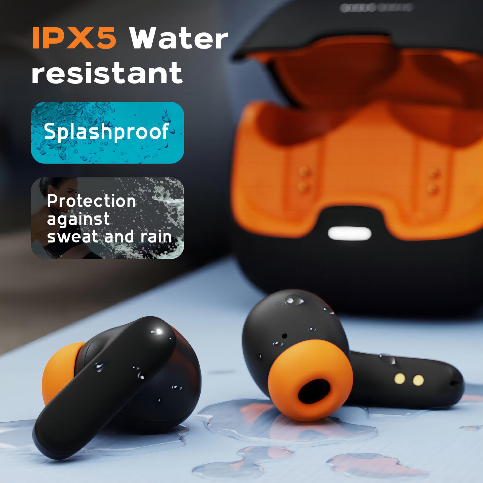 Active Noise Cancelling Bluetooth Earphone Wireless Earbuds Deep Bass Touch Earphone with Mic