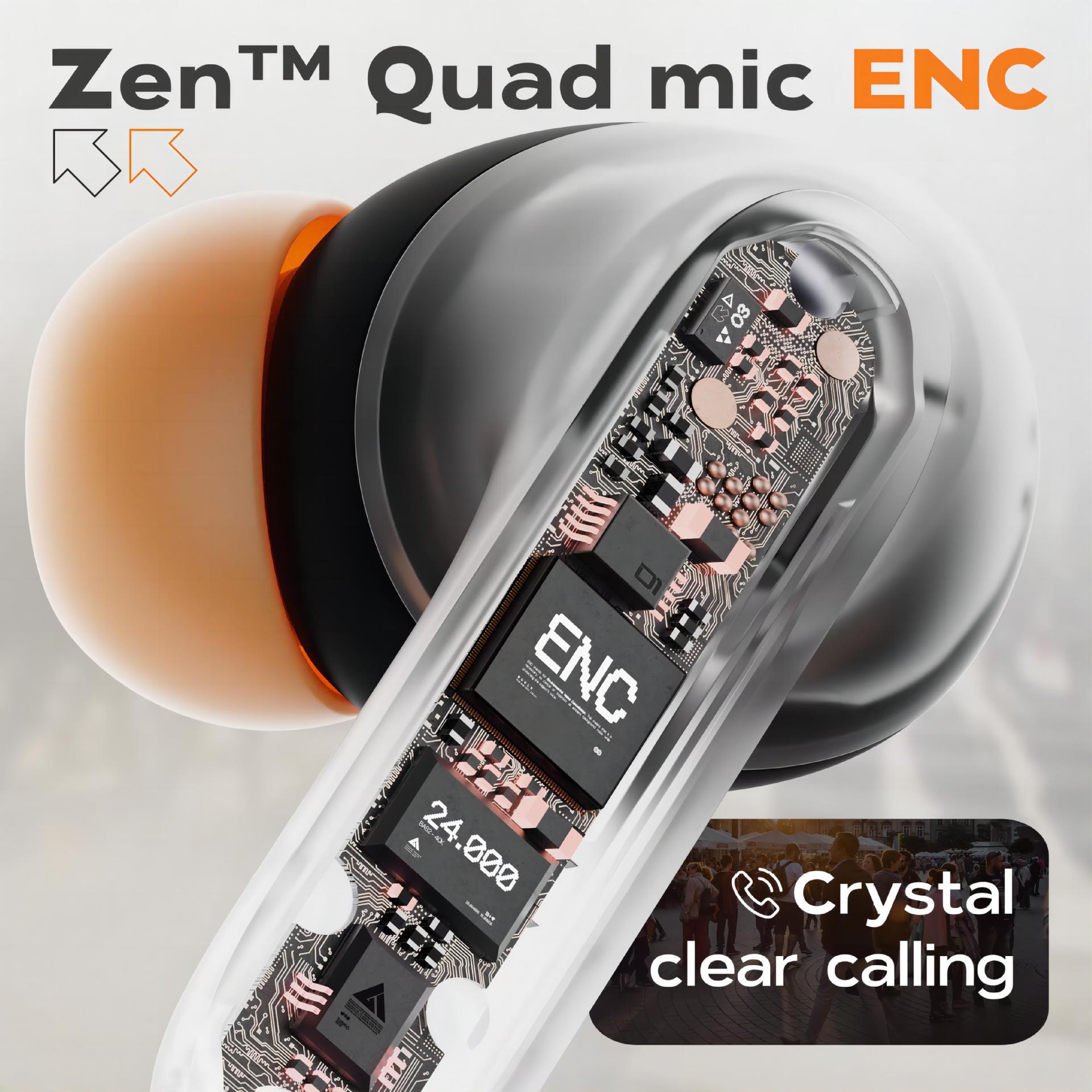 Active Noise Cancelling Bluetooth Earphone Wireless Earbuds Deep Bass Touch Earphone with Mic
