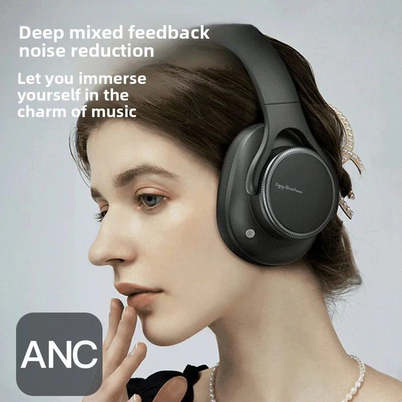 B15 ANC Wireless Headphones Foldable Protein Leather Ear Cushion 50H Playback Noise Canceliation 40mm Large Dynamic Lightweight Design Bluetooth Headphones for Africa Travel/Offline Music