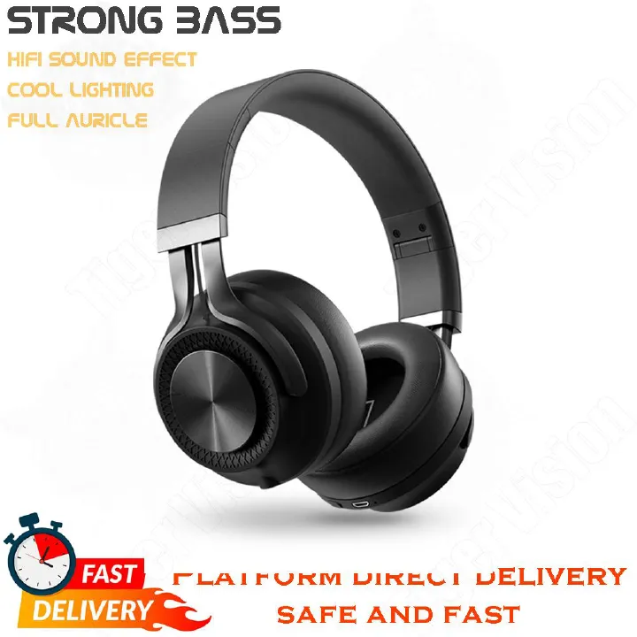 Bluetooth Headphone Noise Cancelling Bass Stereo True Wireless Headset with Mic TF Strong Bass