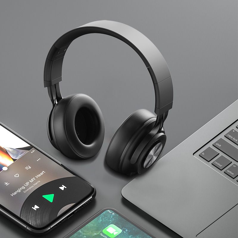 Bluetooth Headphone Noise Cancelling Bass Stereo True Wireless Headset with Mic TF Strong Bass