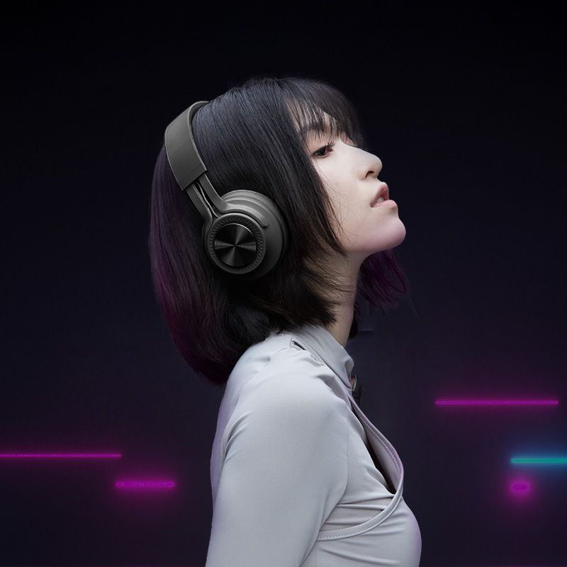Bluetooth Headphone Noise Cancelling Bass Stereo True Wireless Headset with Mic TF Strong Bass