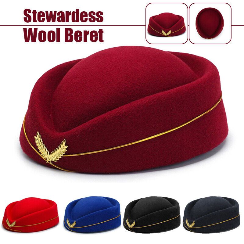 Airline stewardess cap Flight attendant hat Air Hostess Beret Formal Uniform