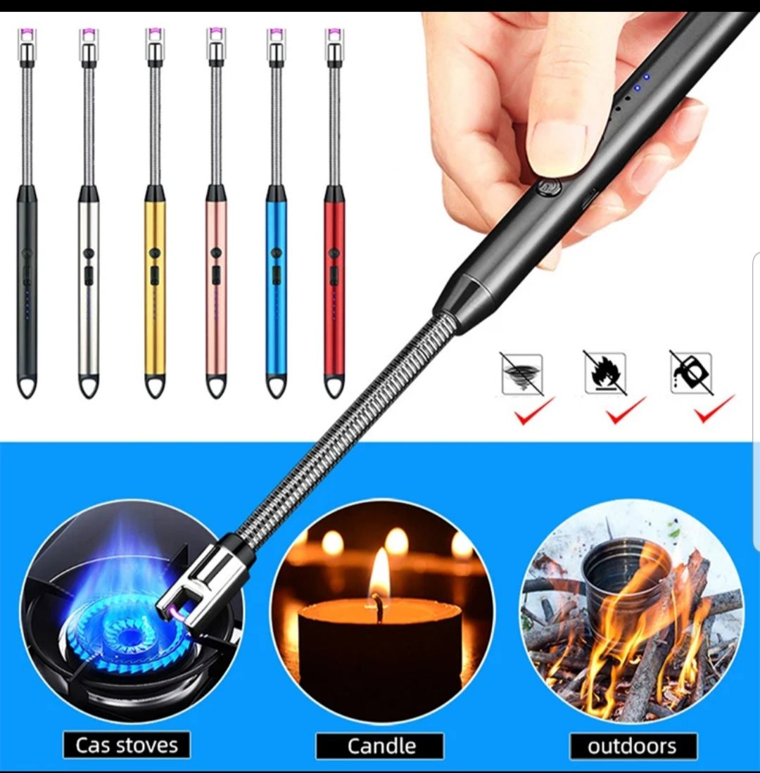 New arrival 360° Electric Rechargable Arc Lighter USB Windproof Flameless Plasma Ignition Long Kitchen Lighters Gas Lighter for Candle Gas Stove