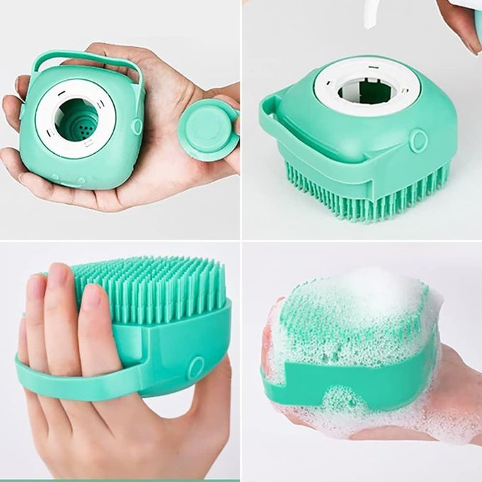 Silicone Massage Exfoliating Bath & Shower Brush With Soap Dispenser-Can Filled With Liquid Bath Shower Ball