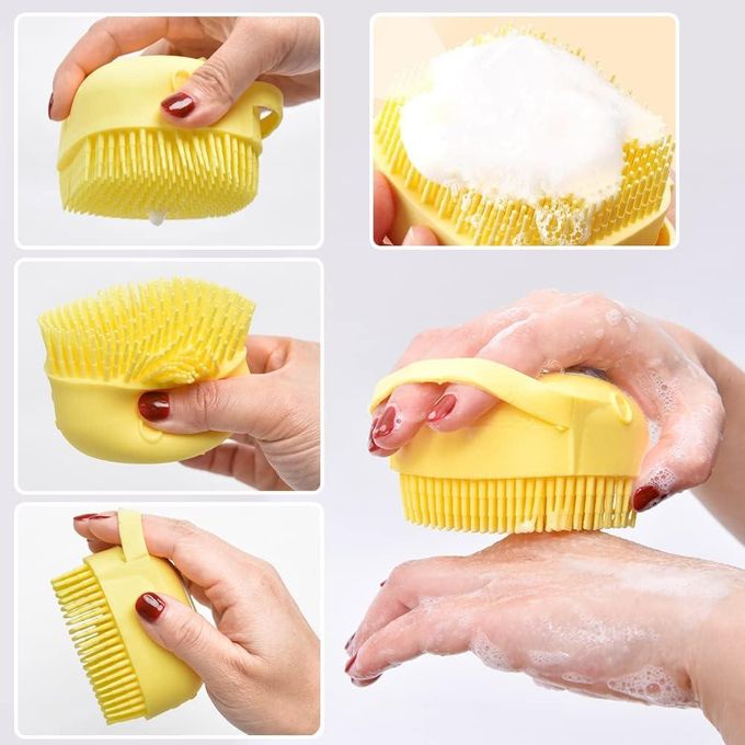 Silicone Massage Exfoliating Bath & Shower Brush With Soap Dispenser-Can Filled With Liquid Bath Shower Ball