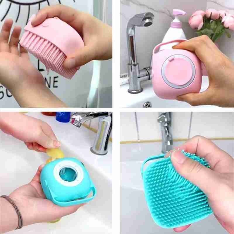 Silicone Massage Exfoliating Bath & Shower Brush With Soap Dispenser-Can Filled With Liquid Bath Shower Ball