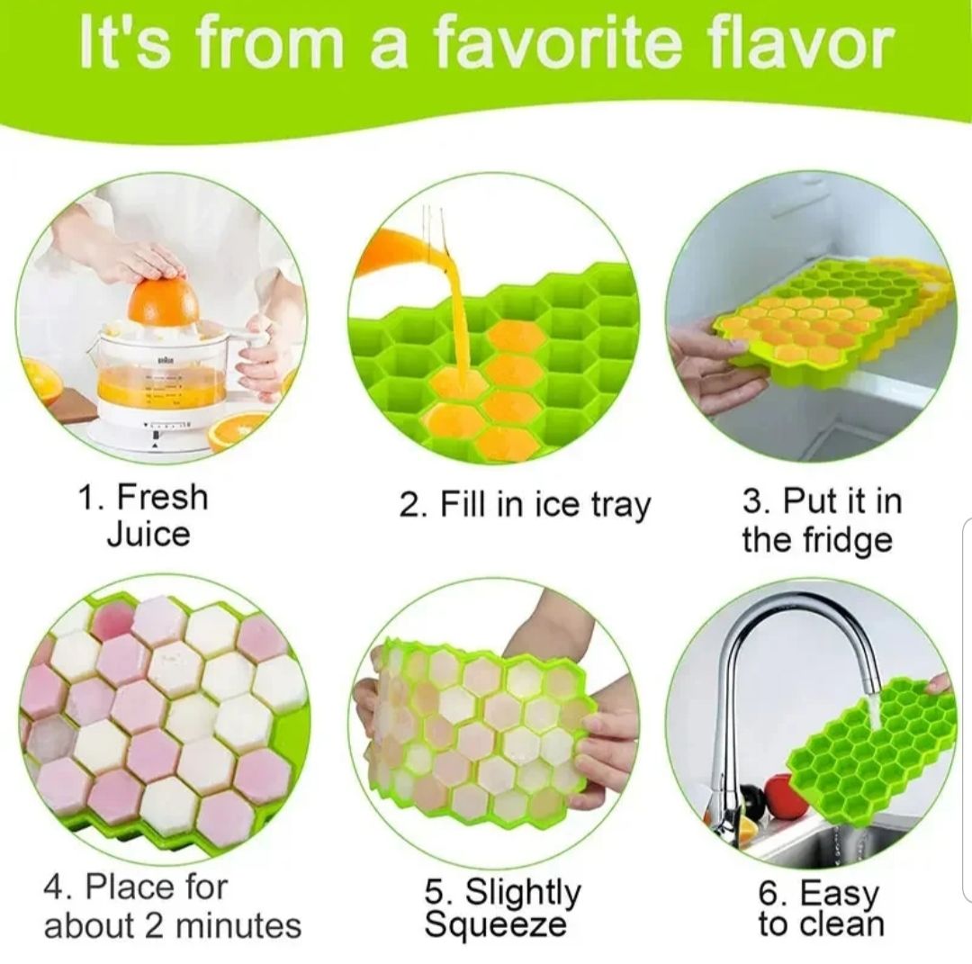 37 Grid Honeycomb Silicone Ice Cube Mold Large-capacity Ice Tray Mold Reusable Food Grade Ice Maker with Lids Popsicle Mould