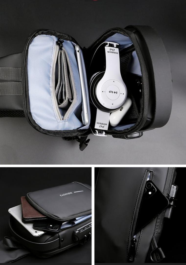 Chest Bag for Men Crossbody Bag Waterproof USB Shoulder Bag Anti-Theft Travel Messenger Chest Sling Pack Fashion Luxury Designer