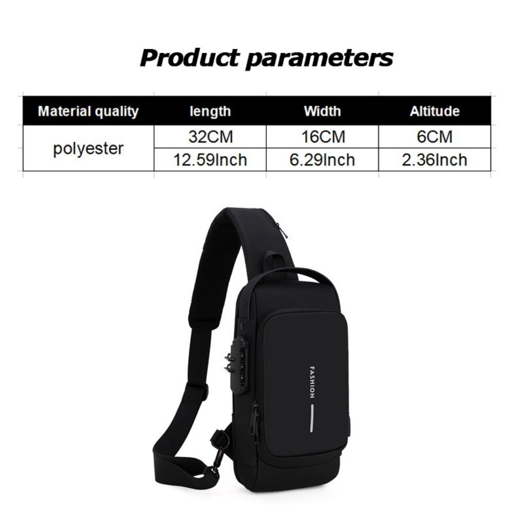 Chest Bag for Men Crossbody Bag Waterproof USB Shoulder Bag Anti-Theft Travel Messenger Chest Sling Pack Fashion Luxury Designer