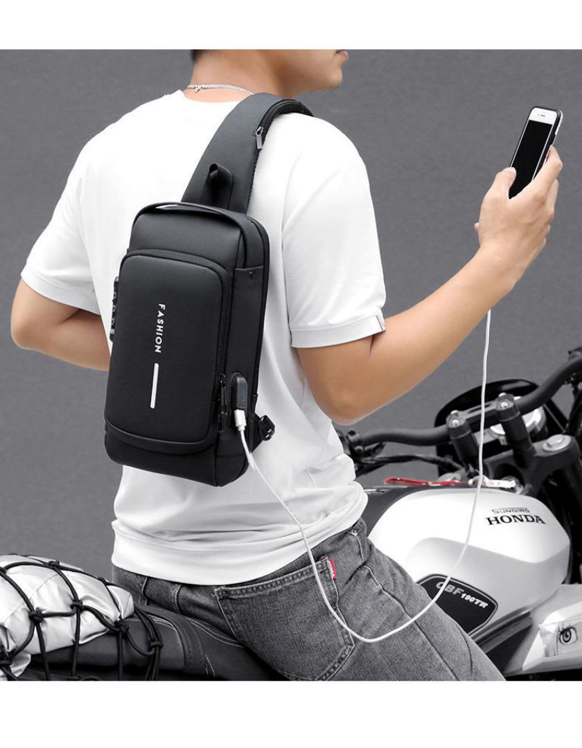 Chest Bag for Men Crossbody Bag Waterproof USB Shoulder Bag Anti-Theft Travel Messenger Chest Sling Pack Fashion Luxury Designer
