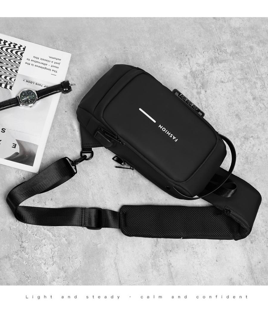 Chest Bag for Men Crossbody Bag Waterproof USB Shoulder Bag Anti-Theft Travel Messenger Chest Sling Pack Fashion Luxury Designer