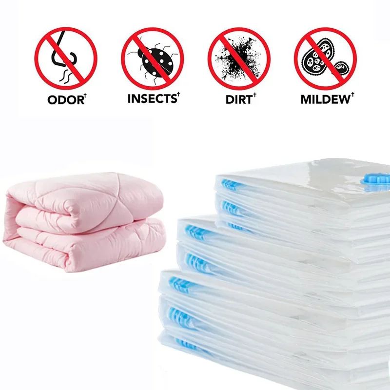 Vacuum Storage Bags for Clothes Quilt Down Jacket Travel Home Organizer Saving Closet Space Vacuum Seal Compression Bag