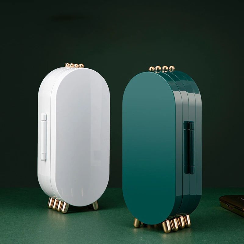 Luxury Foldable Jewelry Box With Mirror Earrings Ring Bracelet Necklace Display Rack Desktop Dustproof Jewellery Storage Stand