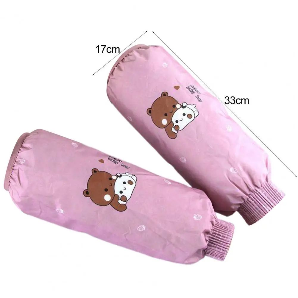 1 Pair Dishwashing  Sleeve Cover Waterproof Cute Cartoon Pattern Oversleeves Protective Cuff Design Dirt-proof Hand Sleeves
