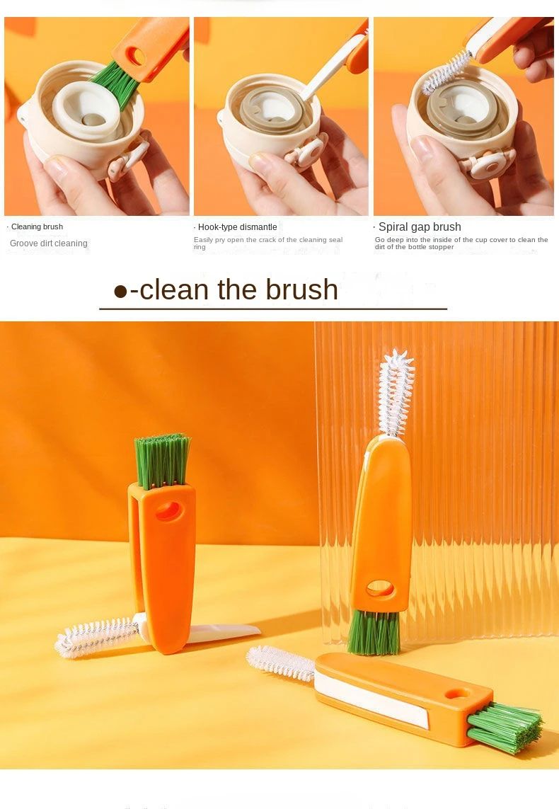 3-in-1 Insulated lid brush Multi-functional recessed cleaning brush Lid Gap cleaning Scrub Scrub Baby bottle cleaner
