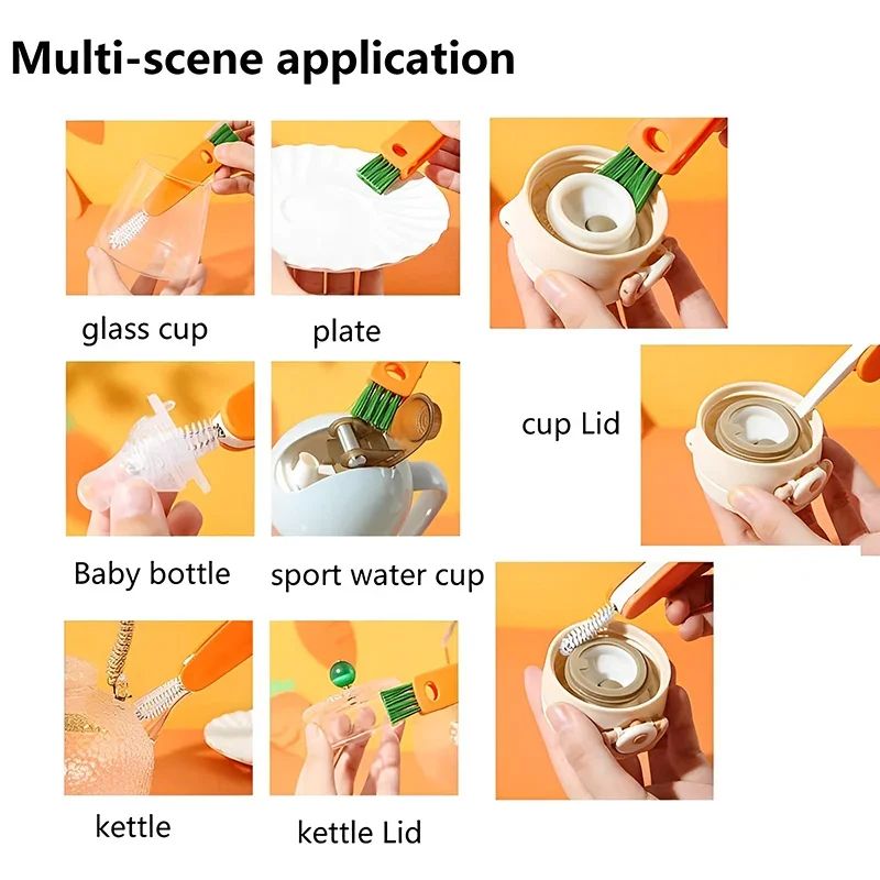 3-in-1 Insulated lid brush Multi-functional recessed cleaning brush Lid Gap cleaning Scrub Scrub Baby bottle cleaner
