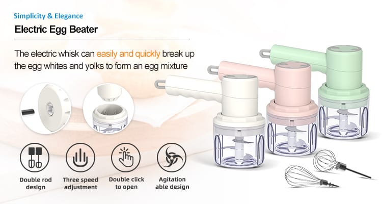 3 in 1 Handheld Wireless Mini Mixer 3-Speed Electric Food Blender Mixer Egg Beater Cream Cake Baking Dough Mixers