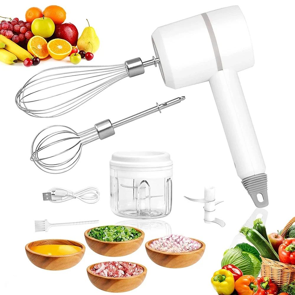 3 in 1 Handheld Wireless Mini Mixer 3-Speed Electric Food Blender Mixer Egg Beater Cream Cake Baking Dough Mixers