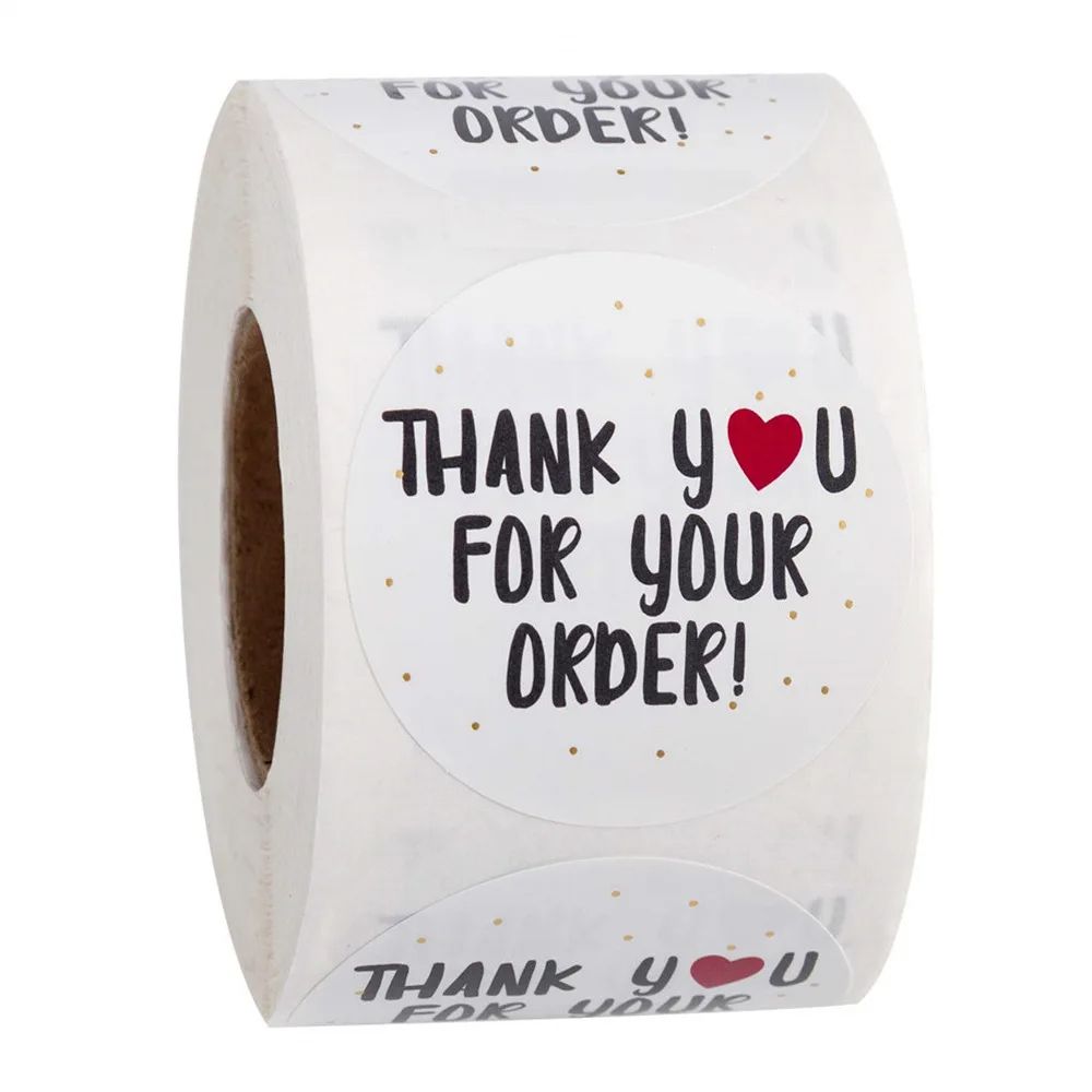 500pcs Round Labels Kraft Paper Thank You Sticker Dragees Candy Bag Flower Gift Box Cake Boxes and Packaging Wedding Stickers