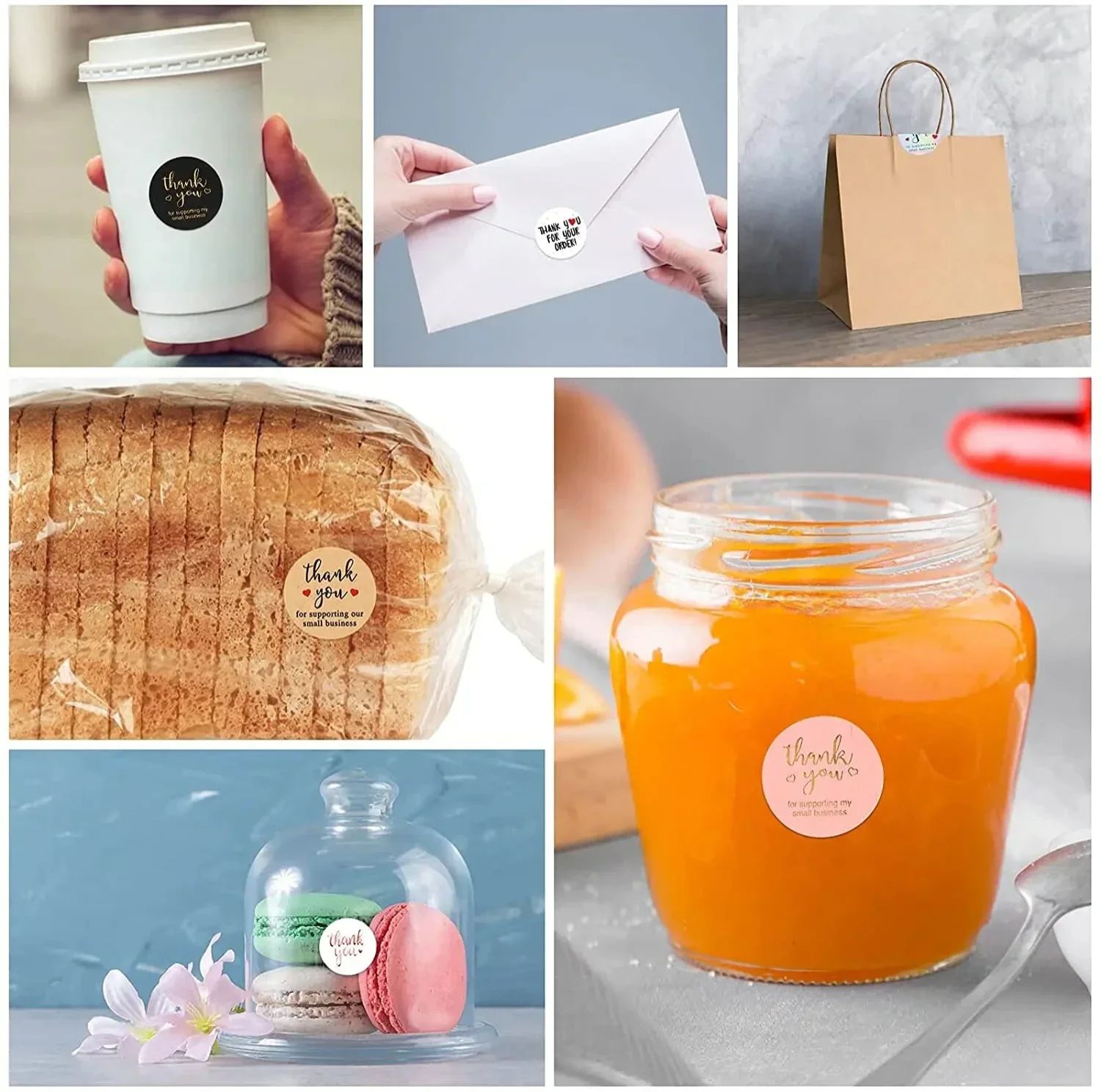 500pcs Round Labels Kraft Paper Thank You Sticker Dragees Candy Bag Flower Gift Box Cake Boxes and Packaging Wedding Stickers